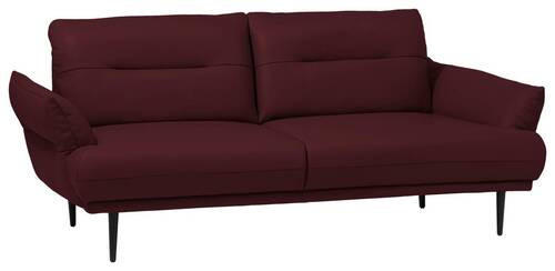 2-SITZER-SOFA Lederlook Bordeaux  - Bordeaux/Schwarz, Design, Holz/Textil (183/85/96cm) - Livetastic