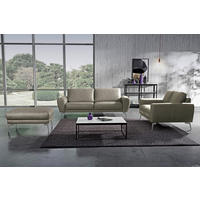 3-SITZER-SOFA Echtleder Grau, Chromfarben  - Chromfarben/Grau, Design, Leder/Metall (207/85/92cm) - P & B