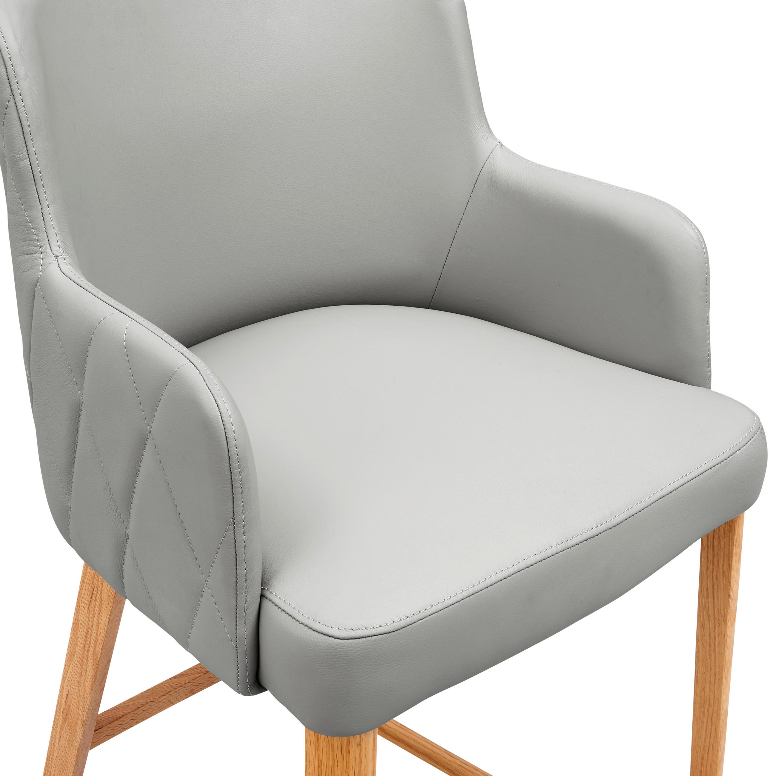 Thumbnail - Livetastic Barhocker, Holz, Leder, Echtleder, Rindleder, Eiche, Hartholz, 57x97x60 cm, Esszimmer, Barmöbel, Barhocker