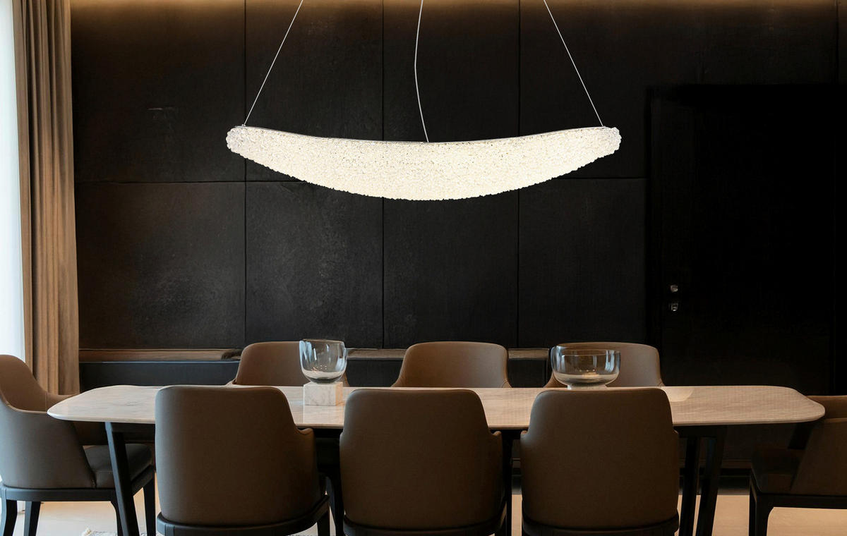LED-HÄNGELEUCHTE Kristalla 105/19/120 cm  - Klar/Chromfarben, Design, Glas/Metall (105/19/120cm) - Globo