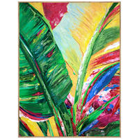 ÖLGEMÄLDE Landschaft & Natur, Palmen, Pflanzen, Zeichnung, Blätter 60/80 cm  - Eichefarben/Multicolor, Trend, Holzwerkstoff/Textil (60/80cm) - Monee