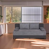 SCHLAFSOFA  mit Schlafen auf Sitzhöhe Lederlook, Webstoff Grau  - Schwarz/Grau, Design, Kunststoff/Textil (200/90/103cm) - P & B