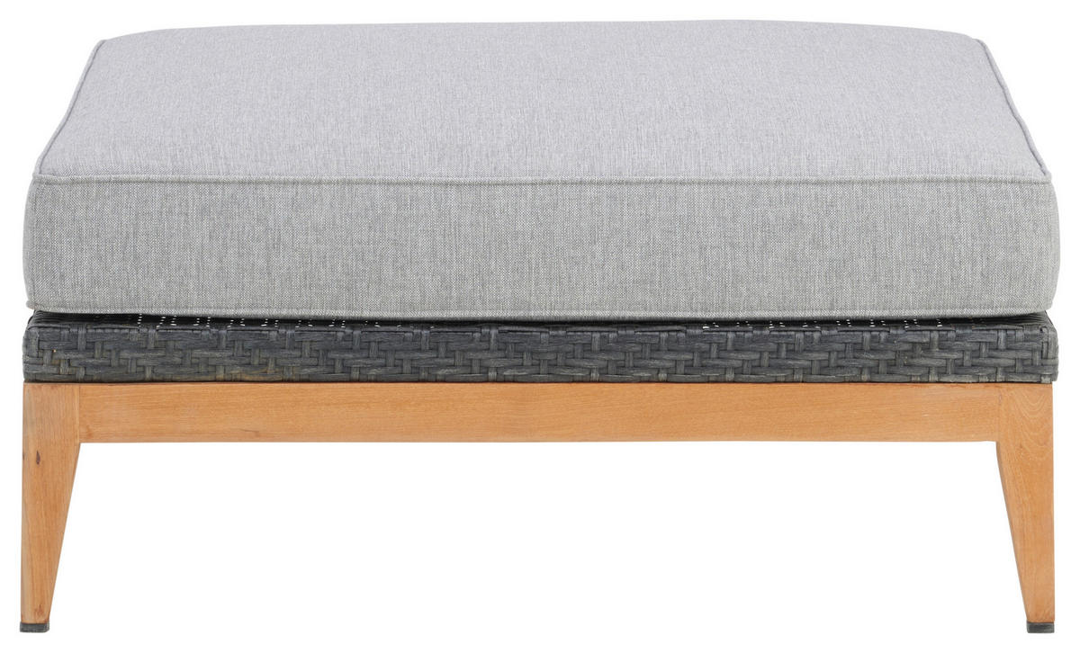 LOUNGEHOCKER  - Grau/Teakfarben, Natur, Holz/Kunststoff (88/40/88cm) - Amatio