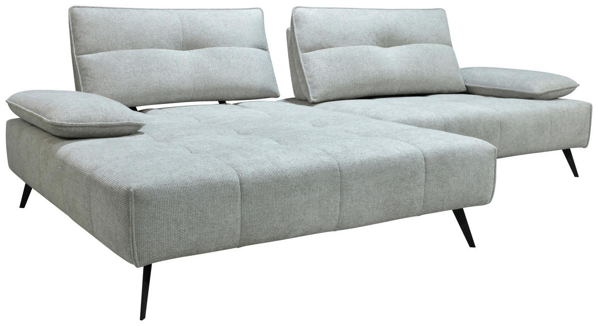 ECKSOFA Ottomane links  Greige Chenille  - Greige/Schwarz, Design, Textil/Metall (188/284cm) - Stylife