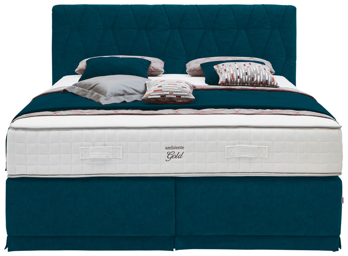 BOXSPRINGBETT 180/200 cm  in Petrol  - Petrol, KONVENTIONELL, Textil (180/200cm) - Ambiente