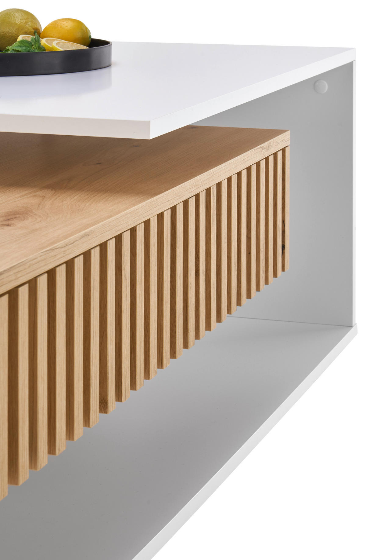 COUCHTISCH 110/60/40 cm rechteckig Weiß, Eiche Artisan  - Eiche Artisan/Weiß, Design, Holzwerkstoff (110/60/40cm) - Boxxx