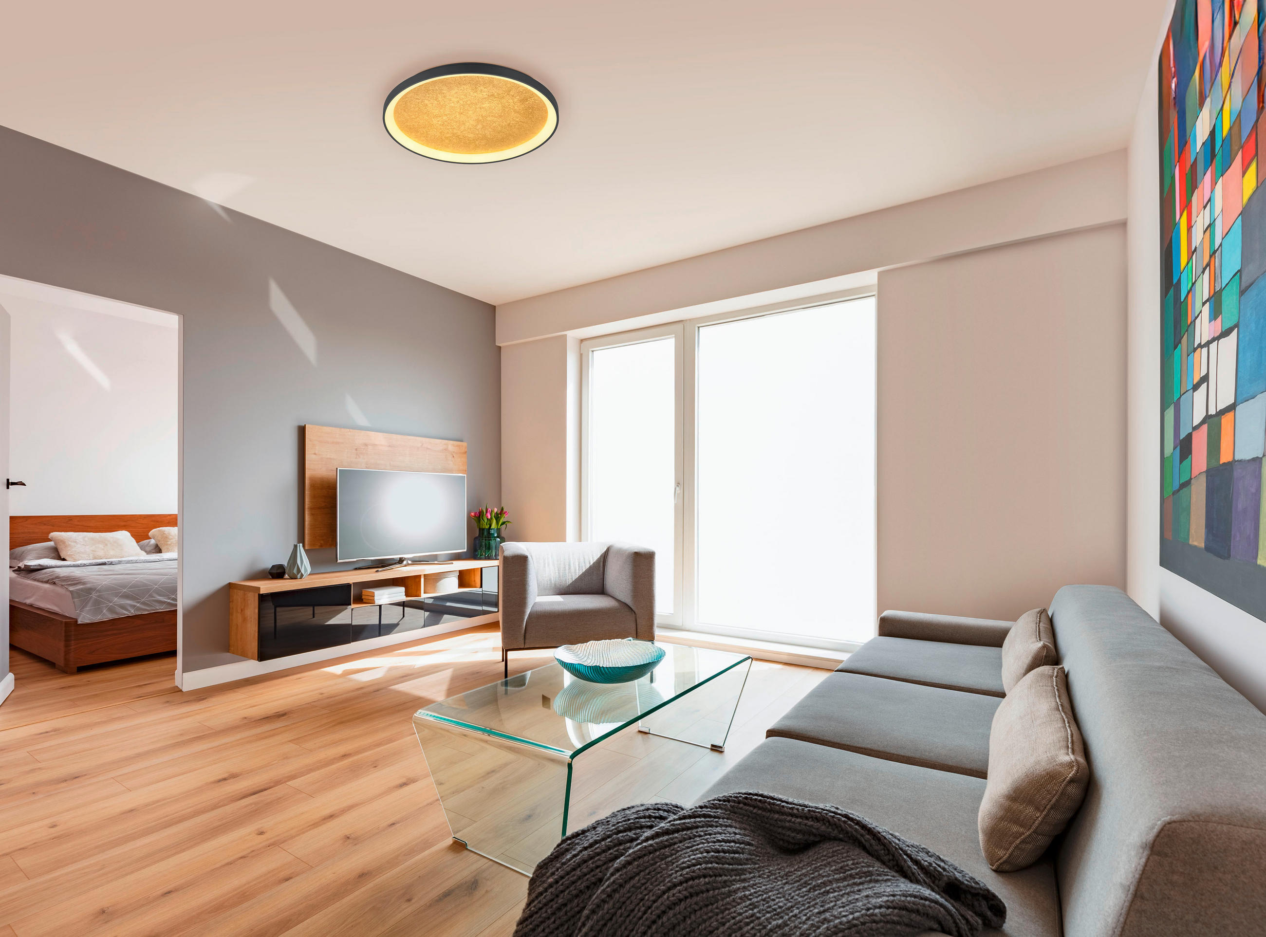 LED-DECKENLEUCHTE 57/6,5 cm   - Schwarz, Design, Kunststoff/Metall (57/6,5cm) - Helestra