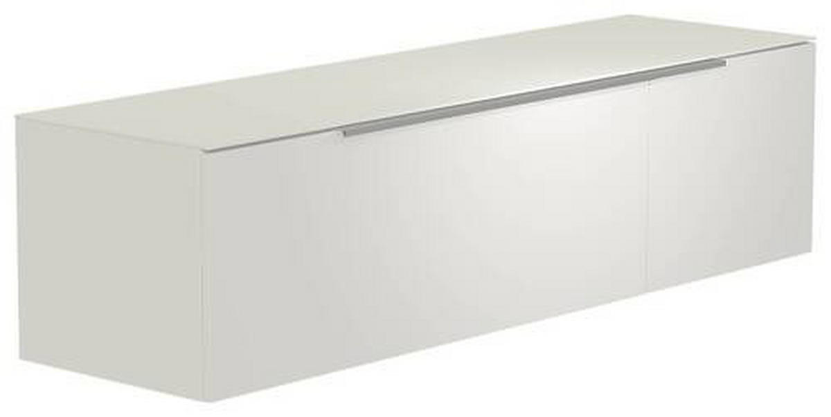 LOWBOARD  in 160/41/45 cm  - Weiss/Alufarben, Design, Glas/Holzwerkstoff (160/41/45cm) - Moderano