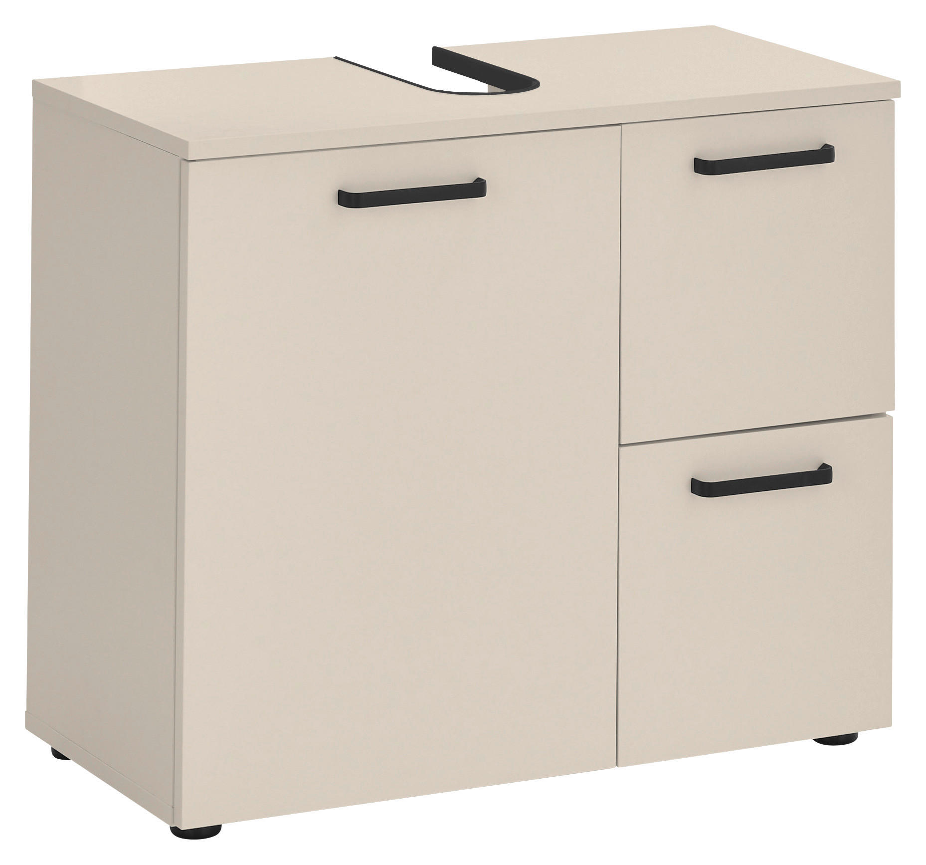 WASCHBECKENUNTERSCHRANK 70/60/35 cm  - Kaschmir/Schwarz, MODERN, Holzwerkstoff/Kunststoff (70/60/35cm) - MID.YOU