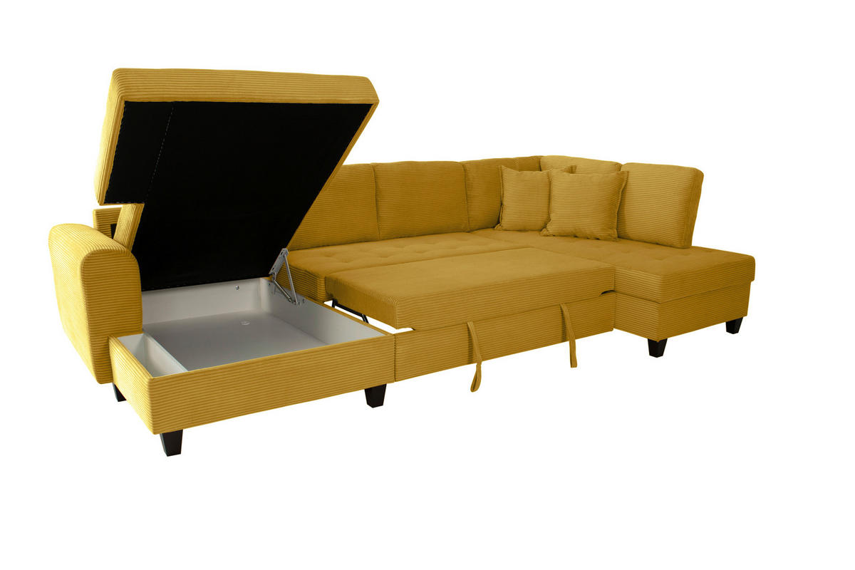 WOHNLANDSCHAFT MORITZ Senfgelb Cord  - Senfgelb, Trend, Textil (155/324/178cm) - P & B