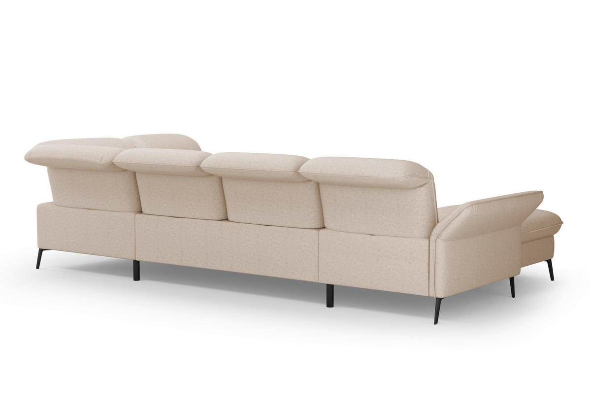 WOHNLANDSCHAFT in Flachgewebe Creme  - Creme/Schwarz, Konventionell, Textil/Metall (198/359/231cm) - Sit & More