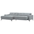 ECKSOFA in Cord Hellgrau  - Hellgrau/Schwarz, KONVENTIONELL, Textil/Metall (165/295cm) - Carryhome