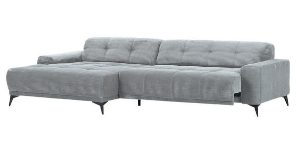 ECKSOFA in Cord Hellgrau  - Hellgrau/Schwarz, KONVENTIONELL, Textil/Metall (165/295cm) - Carryhome