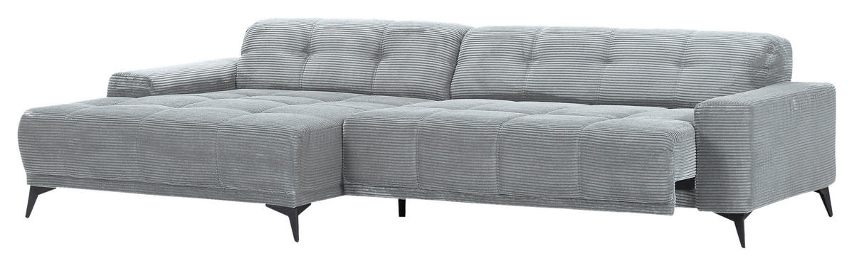 ECKSOFA in Cord Hellgrau  - Hellgrau/Schwarz, Konventionell, Textil/Metall (165/295cm) - Carryhome