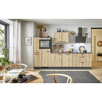 KÜCHENBLOCK PN 100 300 cm  in Graphitfarben, Eichefarben  - Eichefarben/Schwarz, Design, Holzwerkstoff/Metall (300cm) - Pino
