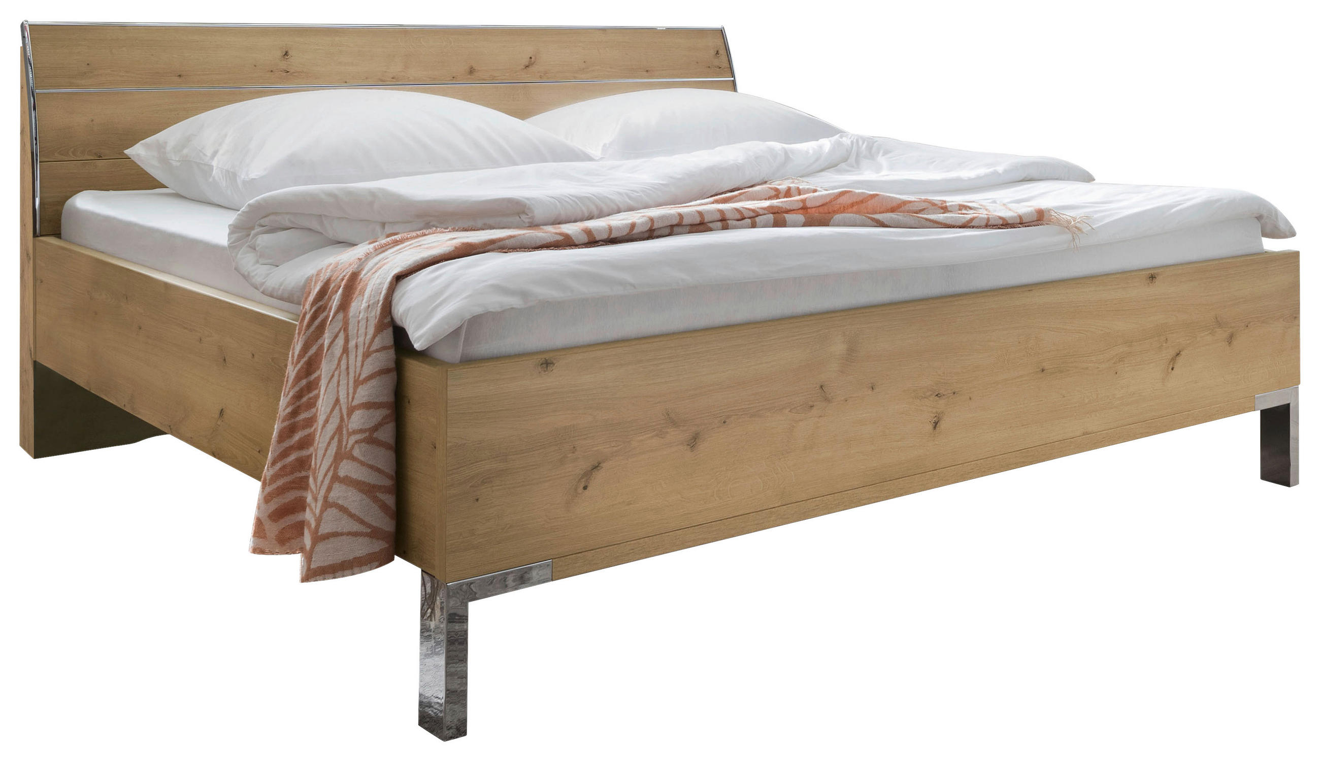 BETT 180/200 cm,  in Eiche Bianco,  - Eiche Bianco, KONVENTIONELL, Metall (180/200cm) - Venda