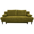 SCHLAFSOFA mit Liegefunktion, Schlafen auf Sitzhöhe, Rücken echt Webstoff Olivgrün - Schwarz/Olivgrün, KONVENTIONELL, Holz/Kunststoff (199/88/88cm) - Carryhome