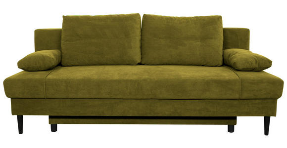 SCHLAFSOFA mit Liegefunktion, Schlafen auf Sitzhöhe, Rücken echt Webstoff Olivgrün - Schwarz/Olivgrün, KONVENTIONELL, Holz/Kunststoff (199/88/88cm) - Carryhome