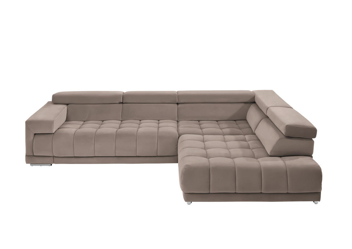ECKSOFA in Mikrofaser Cappuccino  326/222 cm  - Chromfarben/Cappuccino, Design, Textil/Metall (326/222cm) - Beldomo Speed