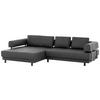 ECKSOFA in Echtleder Schieferfarben  - Schieferfarben/Schwarz, Design, Leder/Metall (188/307cm)