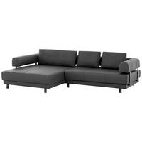 ECKSOFA in Echtleder Schieferfarben  - Schieferfarben/Schwarz, Design, Leder/Metall (188/307cm)
