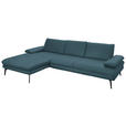 ECKSOFA in Echtleder Blau  180/310 cm  - Blau/Schwarz, Design, Leder/Metall (180/310cm) - Dieter Knoll