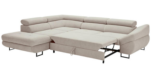 ECKSOFA in Webstoff Taupe  - Taupe/Schwarz, Design, Textil/Metall (235/280cm) - Hom`in