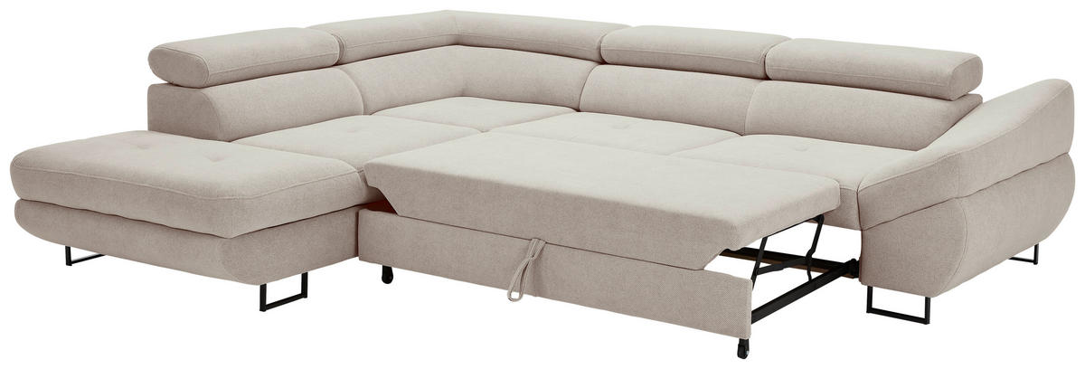 ECKSOFA in Webstoff Taupe  - Taupe/Schwarz, Design, Textil/Metall (235/280cm) - Hom`in