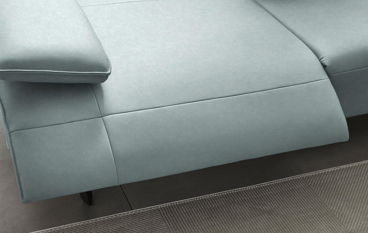 ECKSOFA Echtleder Hellblau  - Anthrazit/Hellblau, Design, Leder/Metall (290/230cm) - Johann Jakob