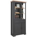 VITRINE in Eiche Artisan  - Graphitfarben/Eiche Artisan, ROMANTIK / LANDHAUS, Glas/Holzwerkstoff (93/204/42cm) - Hom`in
