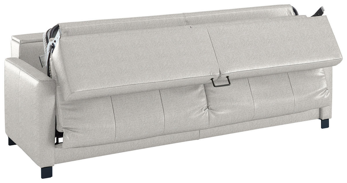 SCHLAFSOFA Flachgewebe Ecru haustierfreundlicher Bezug, Armteil rechts, Armteil links, Bettfunktion erhältlich, Schlafen auf Sitzhöhe, Stoffauswahl  - Ecru/Schwarz, Konventionell, Textil/Metall (232/77/116cm) - Dieter Knoll