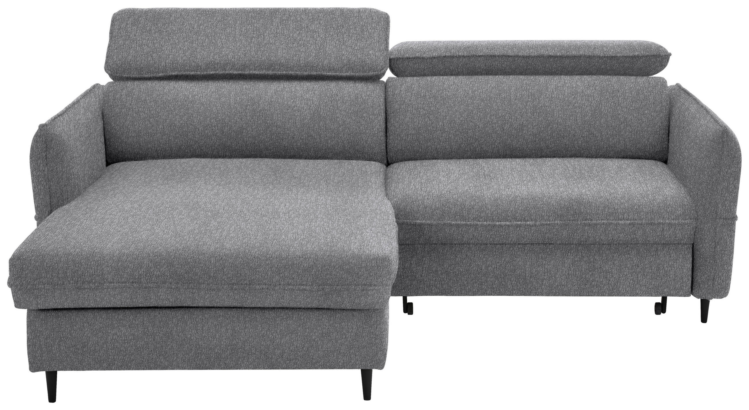 ECKSOFA inkl. Funktionen Grau Struktur Bettkasten, Schlaffunktion, Rücken echt, Kopfteilverstellung  - Schwarz/Grau, Design, Holz/Textil (185/232cm) - Stylife
