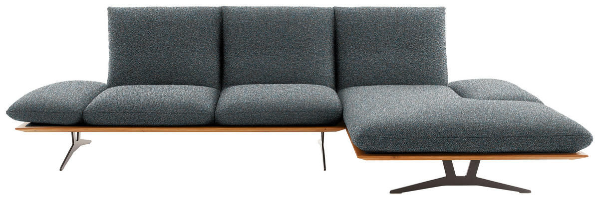 ECKSOFA in Flachgewebe Blaugrau  - Blaugrau/Schwarz, Design, Holz/Textil (314/159cm) - Dieter Knoll