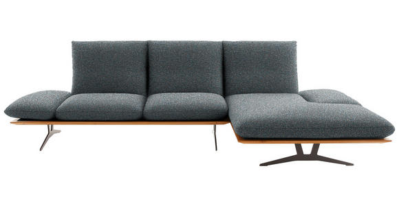 ECKSOFA in Flachgewebe Blaugrau  - Blaugrau/Schwarz, Design, Holz/Textil (314/159cm) - Dieter Knoll