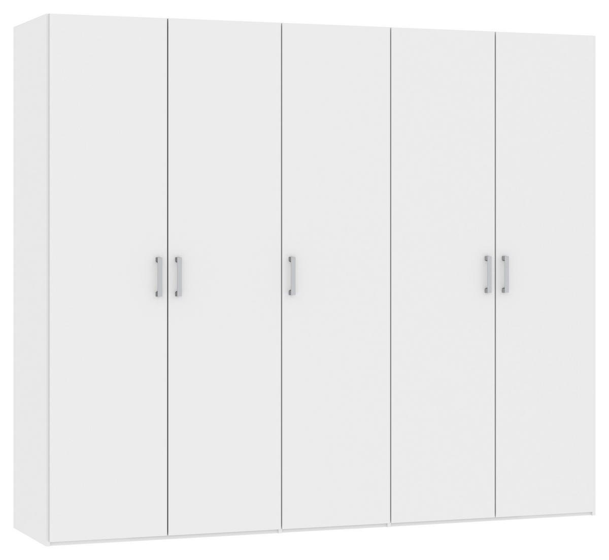 DREHTÜRENSCHRANK 253/236/59 cm 5-türig Weiß  - Chromfarben/Weiß, Design, Holzwerkstoff (253/236/59cm) - Boxxx