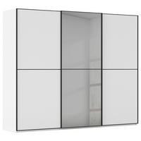 SCHWEBETÜRENSCHRANK 301/223/68 cm 3-türig Weiß, Schwarz  - Schwarz/Weiß, KONVENTIONELL, Glas/Holzwerkstoff (301/223/68cm) - Novel