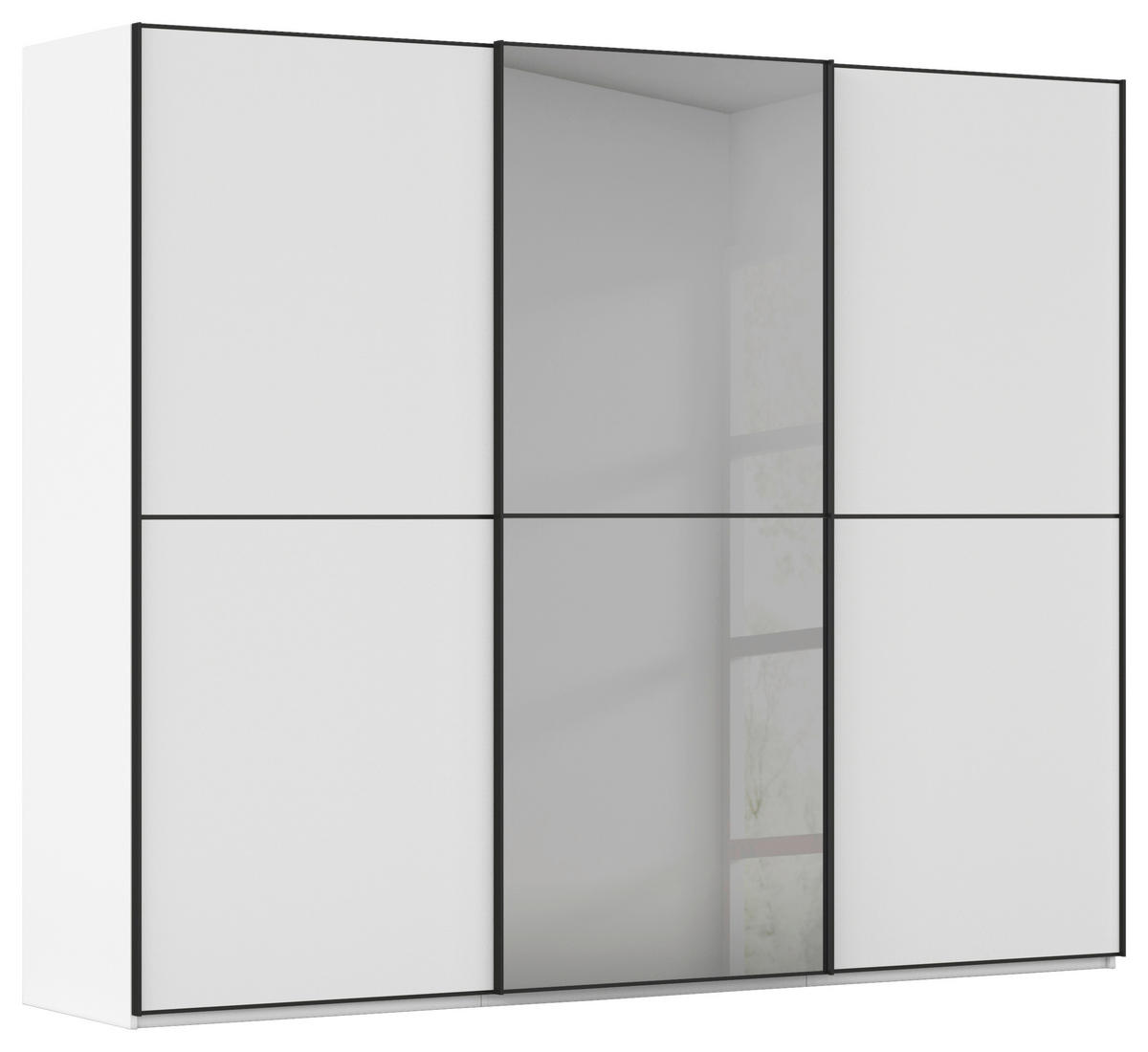 SCHWEBETÜRENSCHRANK 301/223/68 cm 3-türig Weiß, Schwarz  - Schwarz/Weiß, KONVENTIONELL, Glas/Holzwerkstoff (301/223/68cm) - Novel