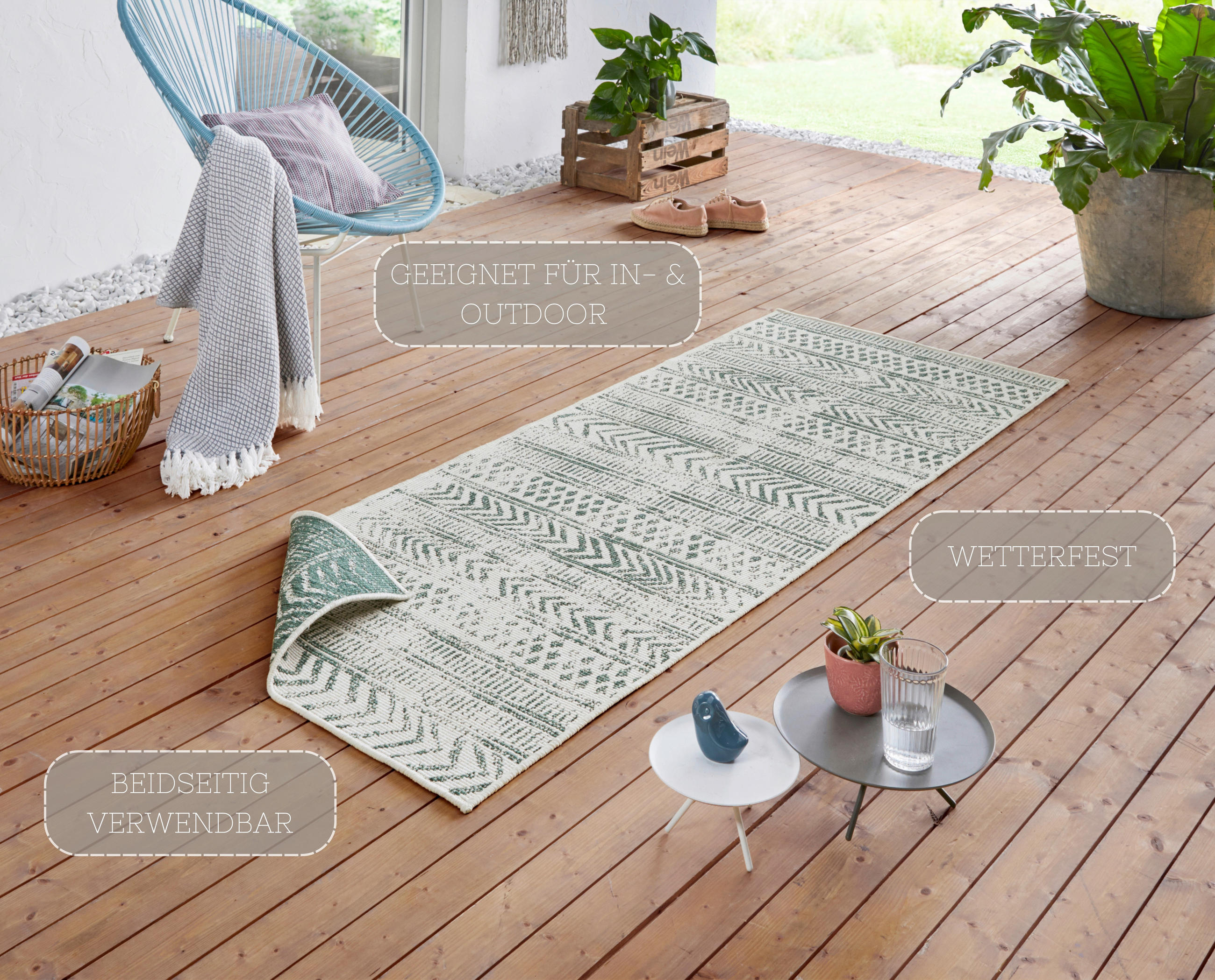 LÄUFER 80/250 cm Twin Supreme  - Creme/Grün, Design, Kunststoff (80/250cm)