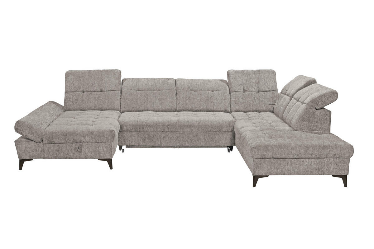 WOHNLANDSCHAFT MERCY Taupe Mikrovelours  - Taupe/Schwarz, MODERN, Kunststoff/Textil (169/348/245cm) - MID.YOU