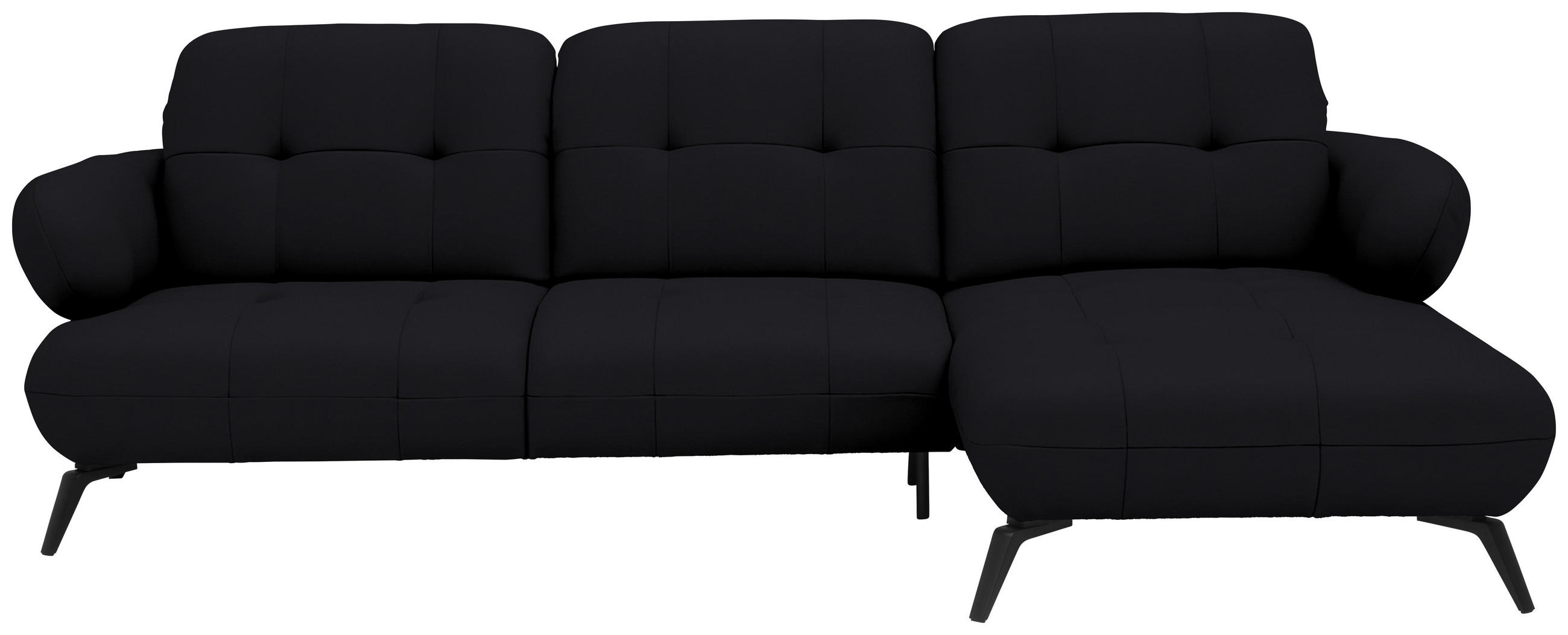 ECKSOFA  Flachgewebe Schwarz  - Schwarz, Design, Textil/Metall (282/189cm) - Novel