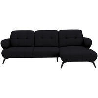 ECKSOFA Flachgewebe Schwarz  - Schwarz, Design, Textil/Metall (282/189cm) - Novel