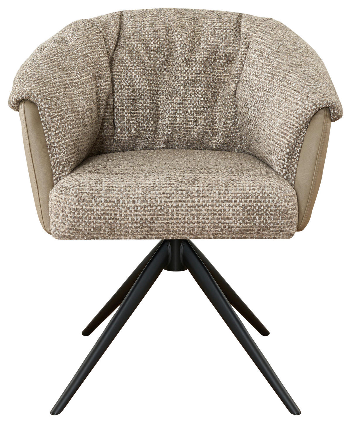 ARMLEHNSTUHL , Stoffauswahl, Sitzfläche 180° drehbar , Webstoff  - Taupe/Schwarz, Design, Textil/Metall (69/80/68cm) - Novel