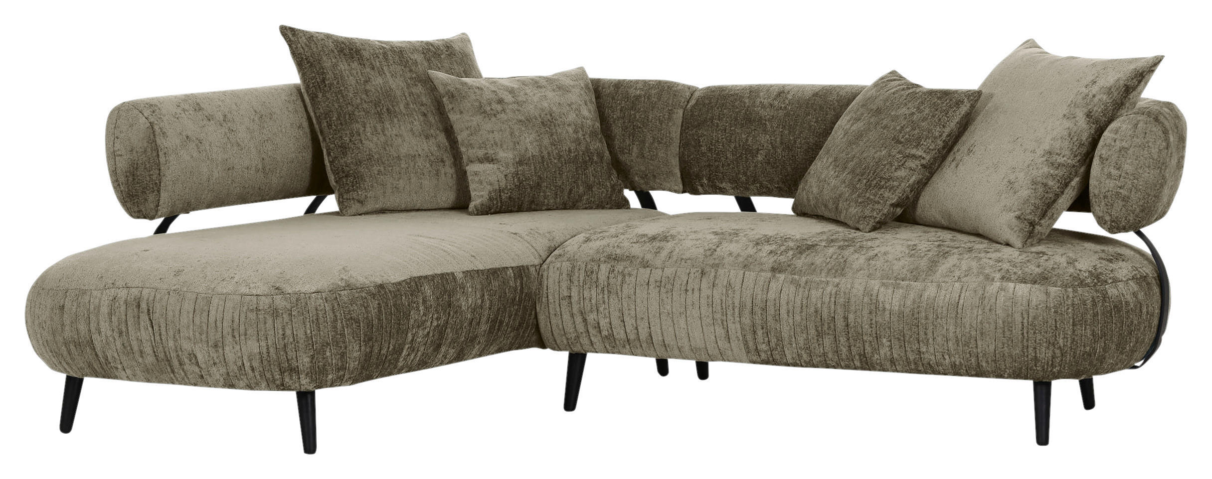 ECKSOFA Taupe Chenille  - Taupe/Schwarz, Design, Holz/Textil (200/265cm) - Landscape