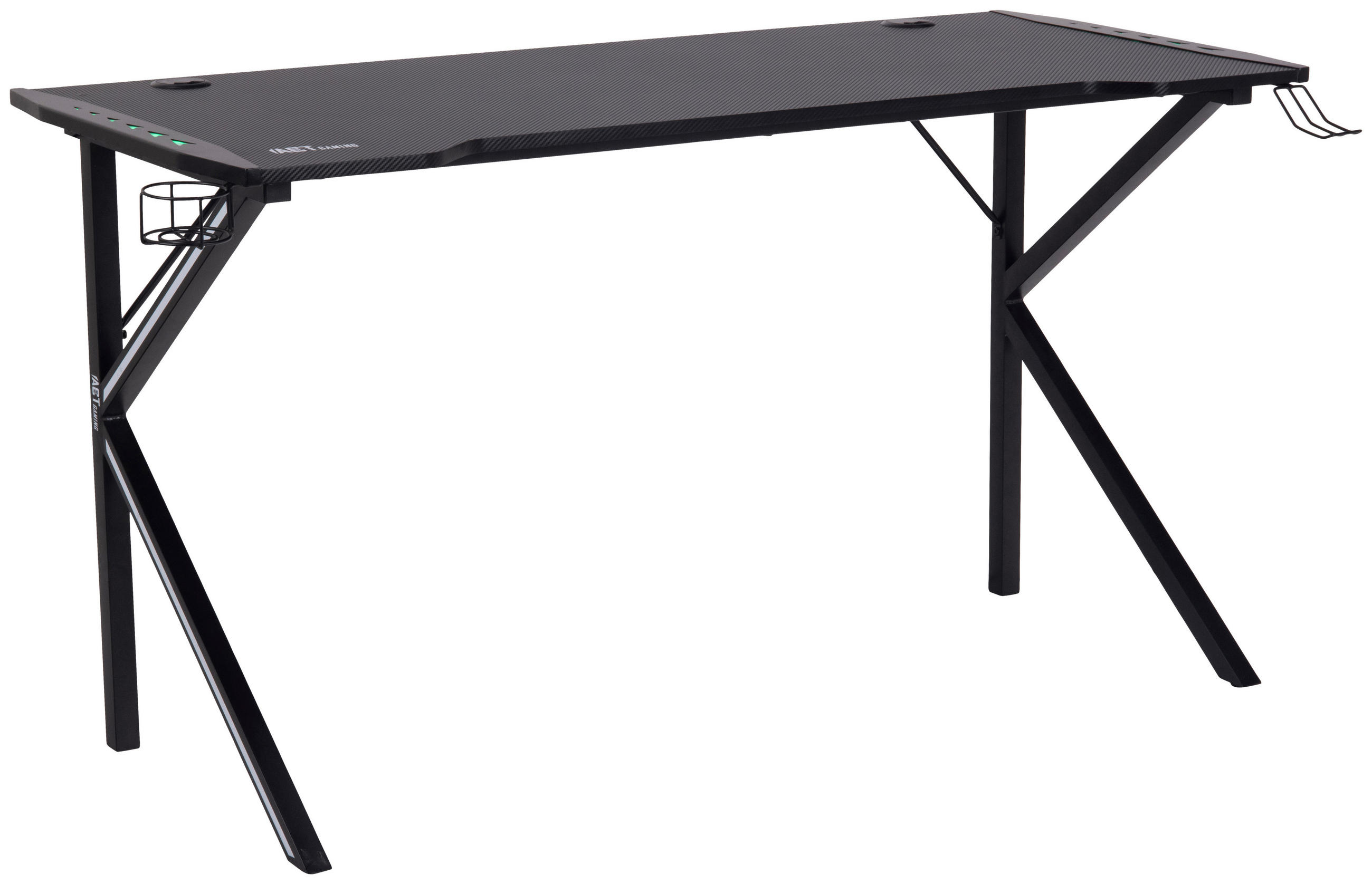 GAMINGTISCH 140/60/75 cm  in Schwarz  - Schwarz, KONVENTIONELL, Holzwerkstoff/Metall (140/60/75cm) - MID.YOU
