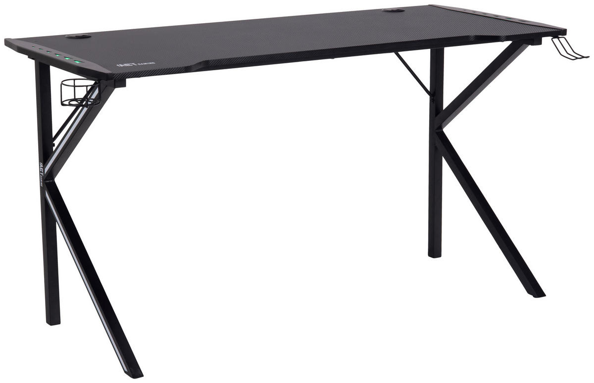 GAMINGTISCH 140/60/75 cm  in Schwarz  - Schwarz, KONVENTIONELL, Holzwerkstoff/Metall (140/60/75cm) - MID.YOU