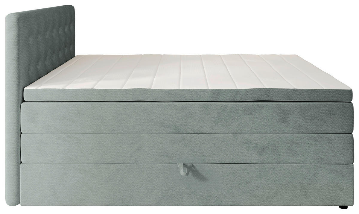 BOXSPRINGBETT 200/200 cm,  in Silberfarben, gepolstertes Kopfteil, Bettkasten, Topper, Matratzen, H2 + H3 = mittel + fest  - Silberfarben/Schwarz, KONVENTIONELL, Kunststoff/Textil (200/200cm) - Chameo