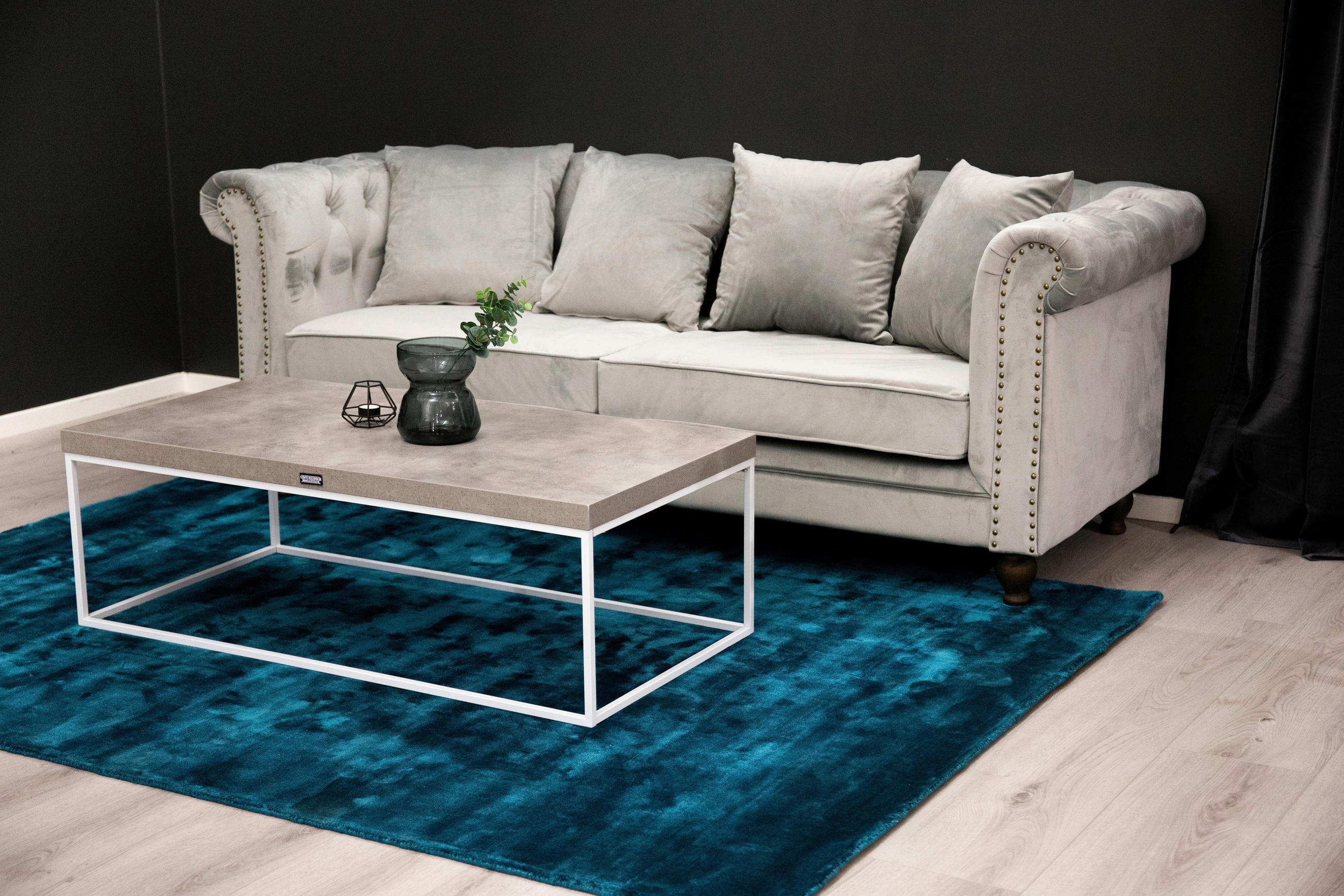 CHESTERFIELD-SOFA Samt Hellgrau  - Hellgrau, Design, Holz/Textil (217/80/88cm) - Livetastic