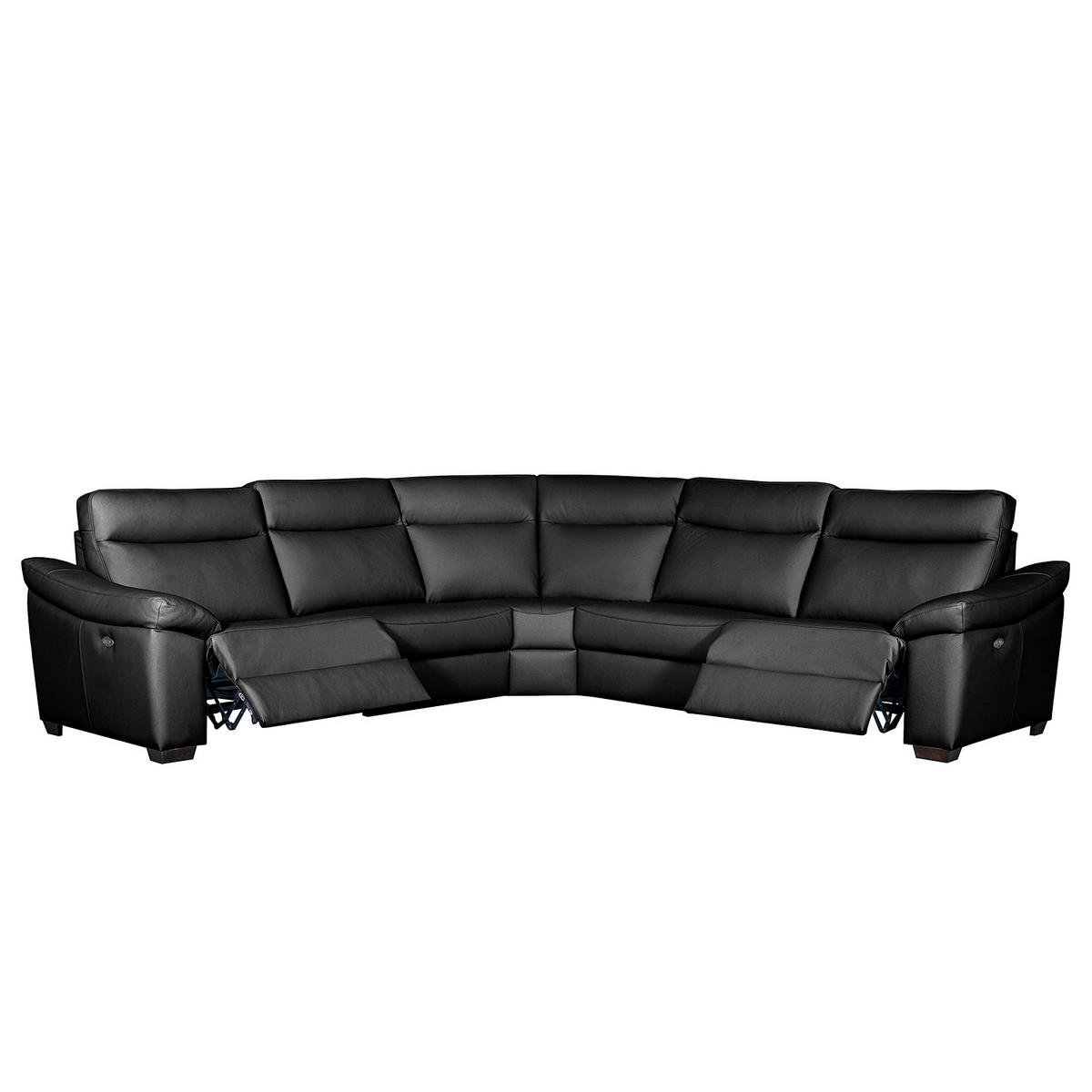 ECKSOFA Schwarz Echtleder  - Schwarz, Design, Leder/Holz (299/299cm) - Livetastic