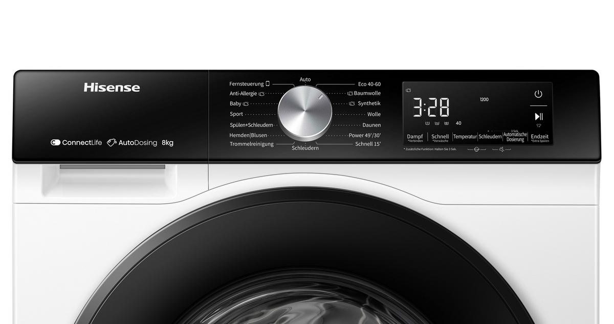 WASCHMASCHINE WF3S8045BW3   - Schwarz/Weiß, Basics, Glas/Kunststoff (59,5/84,5/51cm) - Hisense