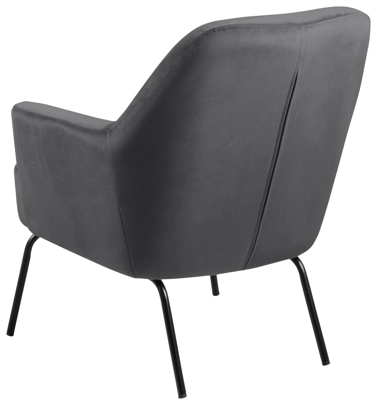 FÅTÖLJ i textil mörkgrå  - mörkgrå/svart, Klassisk, metall/textil (75/83/75cm) - Livetastic